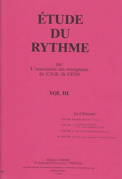 COMBRE CNR De Lyon - Etude Du Rythme Vol Iii