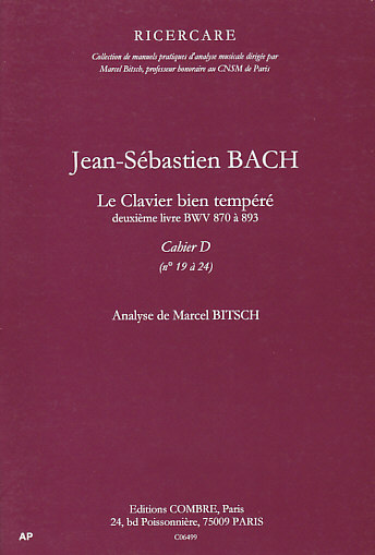 COMBRE BITSCH MARCEL - ANALYSE DU CLAVIER BIEN TEMPERE CAHIER D