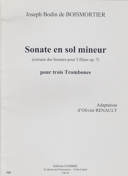 COMBRE BOISMORTIER - SONATE EN SOL MINEUR - 3 TROMBONES