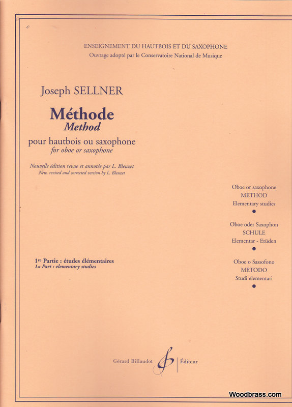 BILLAUDOT Sellner Joseph - Methode Vol.1 - Etudes Elementaires - Pour Hautbois Ou Saxophone