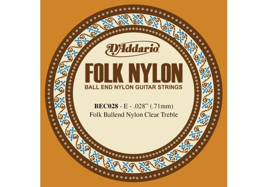 D'ADDARIO AND CO BEC028 Folk Nylon Guitar Clear Nylon Ball End 28