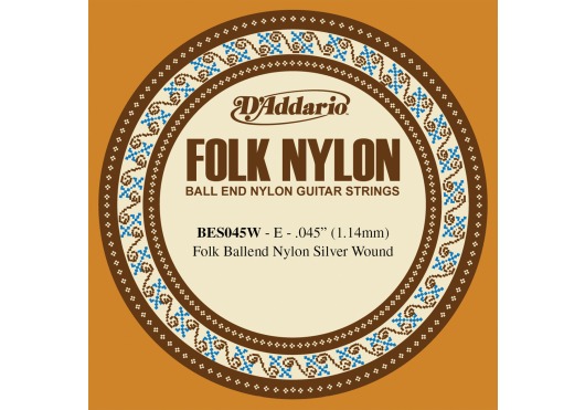D'ADDARIO AND CO BES045W FOLK NYLON GUITAR SINGLE STRING SILVER WOUND BALL END .045