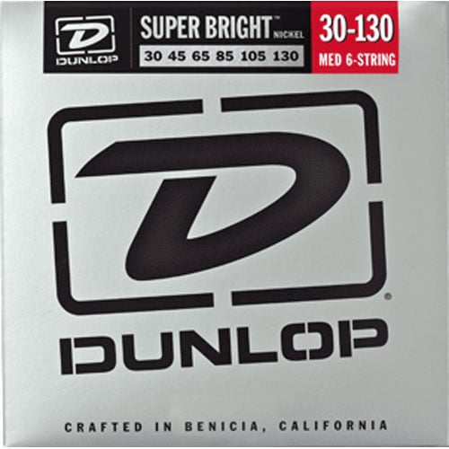 Dunlop Cordes Basses Super Bright Stainless Steel Medium /6c !30-45-65-85-105-130