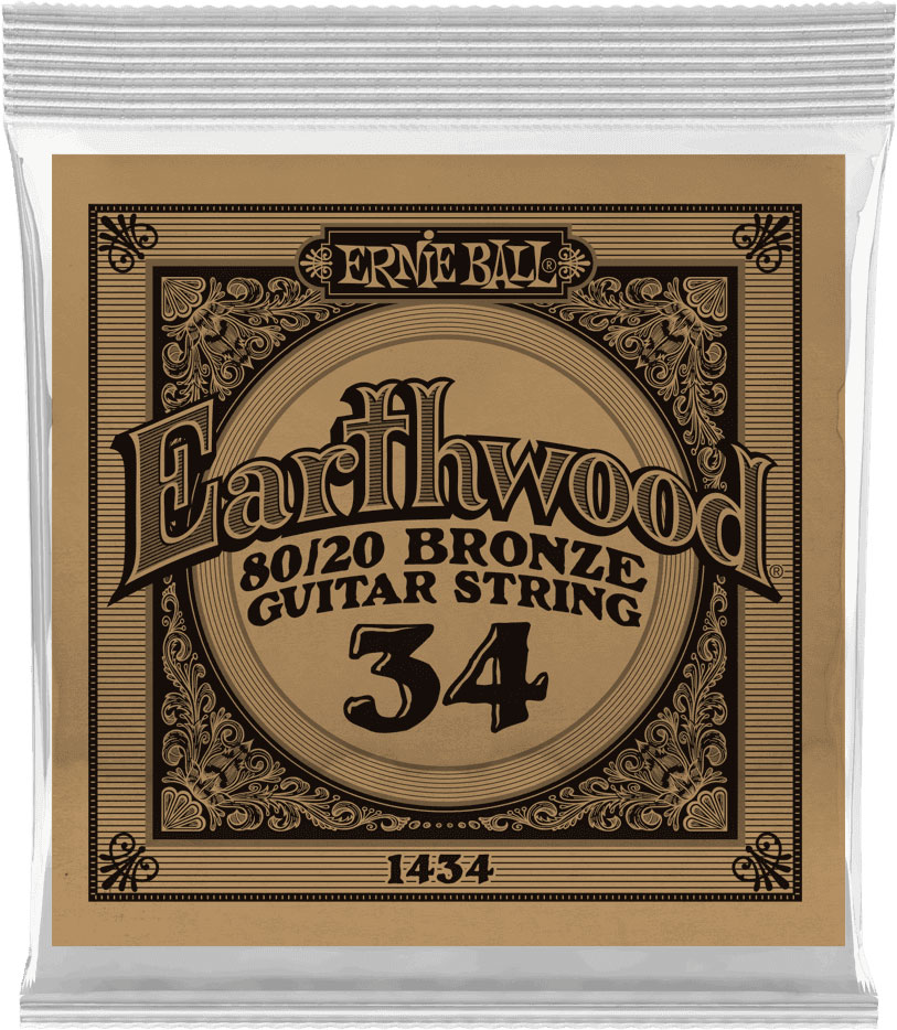 ERNIE BALL .034 EARTHWOOD 80/20 BRONZE ACOUSTIC GUITAR STRINGS