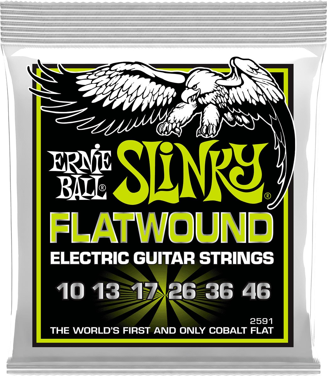 ERNIE BALL 2591 CORDES FILET PLAT REGULAR SLINKY FLATWOUND 10 - 46