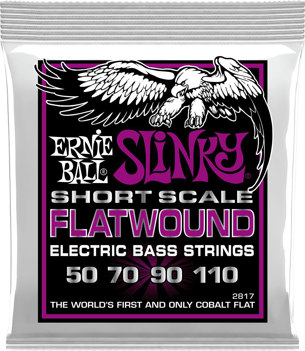 ERNIE BALL 2817 POWER SLINKY FLATWOUND SHORT SCALE 55-110