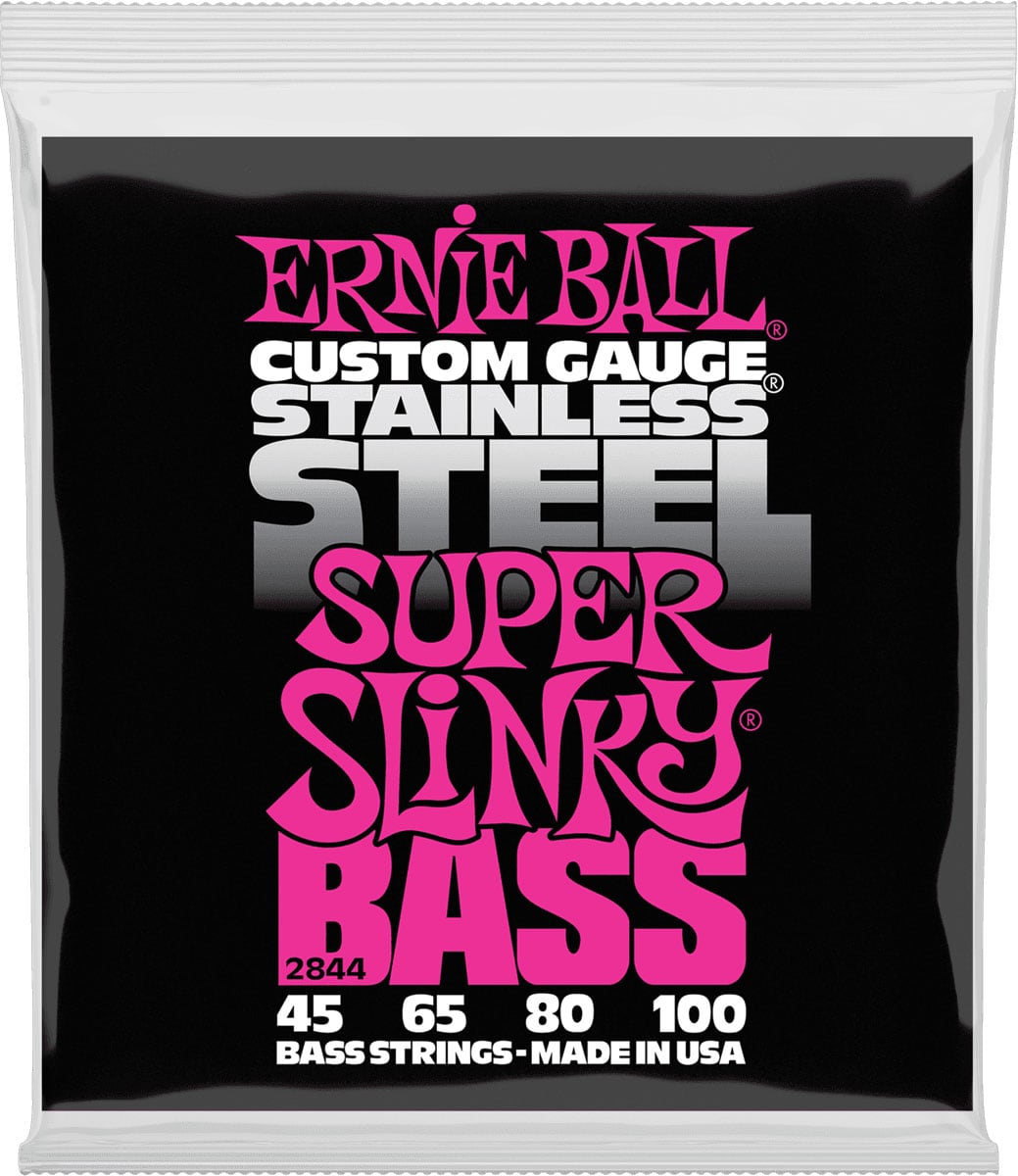 ERNIE BALL 2844 CUSTOM GAUGE STAINLESS STEEL SUPER SLINKY 45-100