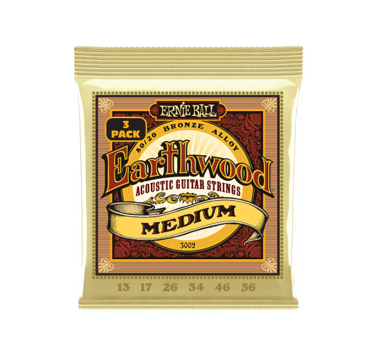 ERNIE BALL 3002 Earthwood 80/20 Bronze Medium 13-56 Pack de 3
