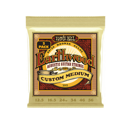 ERNIE BALL 3005 Earthwood 80/20 Custom Medium 12,5-56 Pack De 3