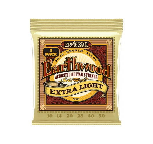 ERNIE BALL 3006 EARTHWOOD EXTRA LIGHT 10-50 PACK DE 3