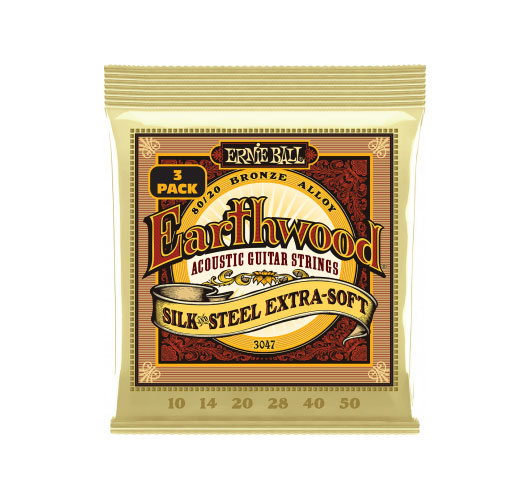 ERNIE BALL CORDES EARTHWOOD 80/20 BRONZE SILK&STEEL EXTRA SOFT 10-50 - PACK DE 3