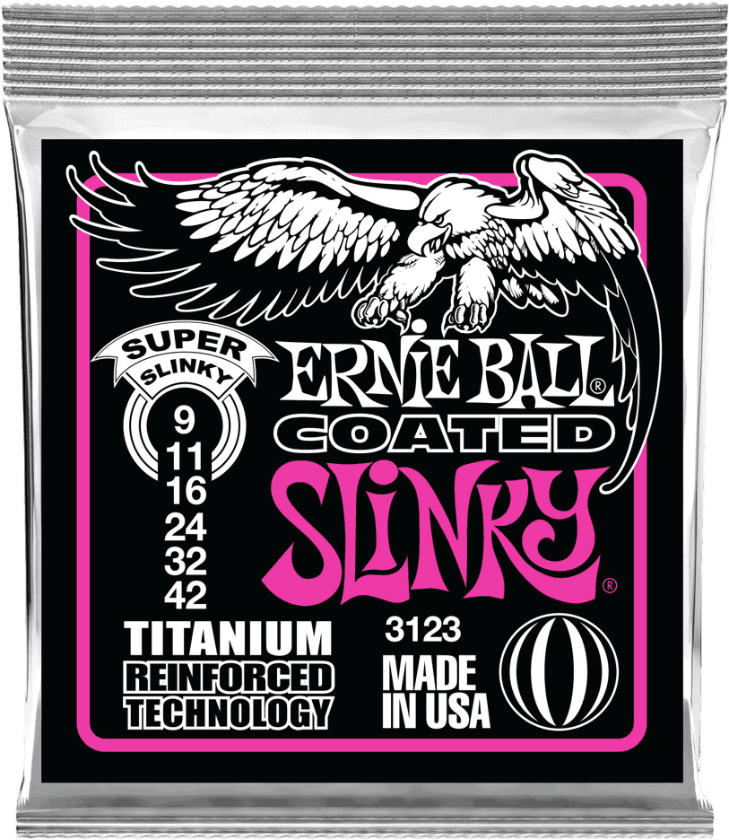 ERNIE BALL 3123 COATED TITANIUM SUPER SLINKY 9-42