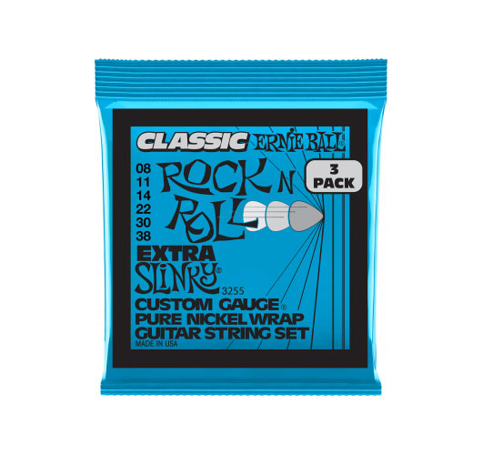 ERNIE BALL 3255 Classic RNR Extra Slinky 8-38 Pack de 3
