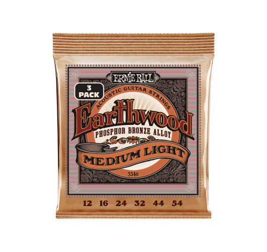 ERNIE BALL CORDES EARTHWOOD PHOSPHORE BRONZE MEDIUM LIGHT 12-54 - PACK DE 3
