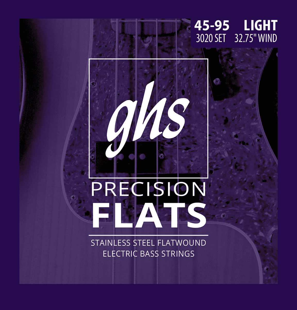 GHS FLAT WOUND STAINLESS STEEL SET LIGHT SHORT SCALE 45-60-75-95