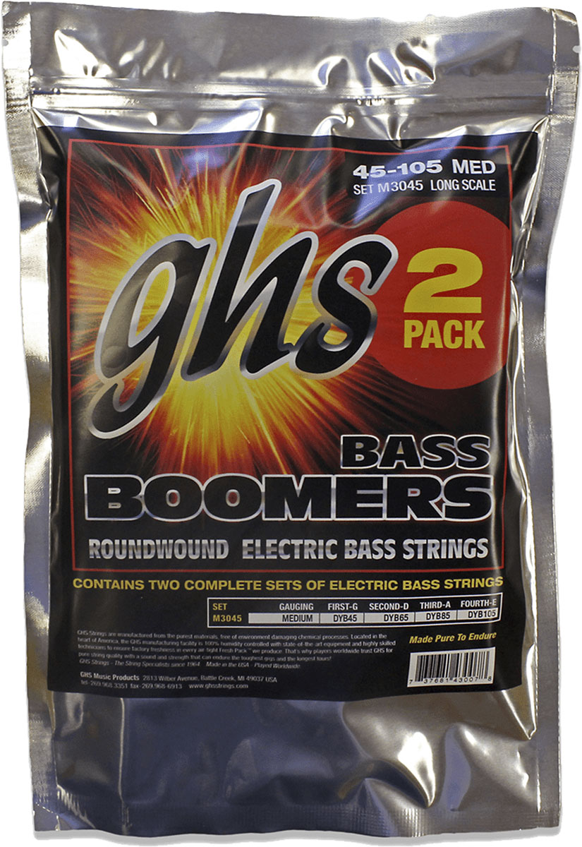 GHS M30452 2 SET BOOMERS ROUNDWOUND LONG SCALE 45-105