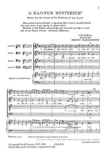 CHESTER MUSIC VICTORIA - VICTORIA - O MAGNUM MYSTERIUM. CHOEURS CHESTER