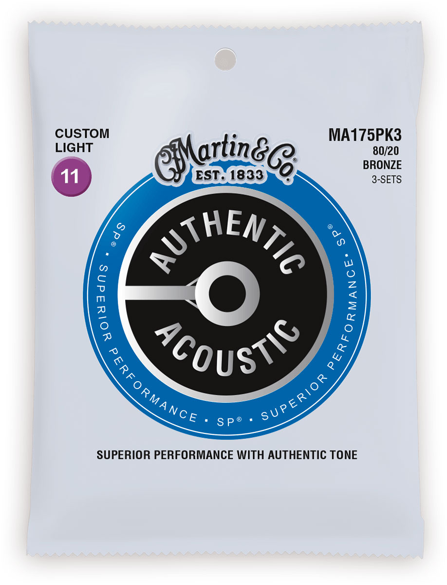 MARTIN & CO MA175PK3 Authentic 80/20 Custom Light 11-52 Pack de 3