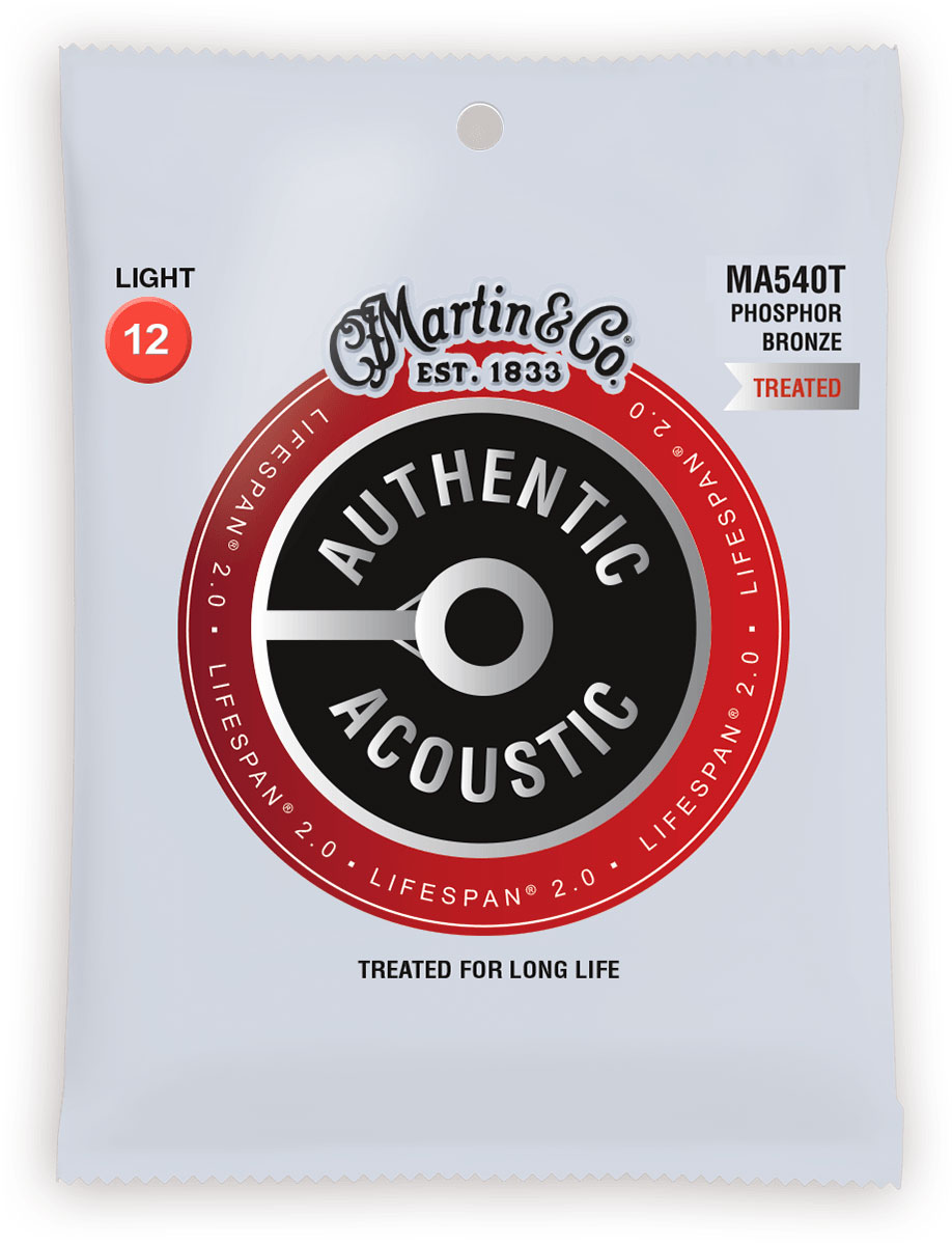 MARTIN STRINGS MA540T AUTHENTIC TREATED LIGHT 92/8 PHOSPHOR BRONZE LIGHT 12-16-25-32-42-54