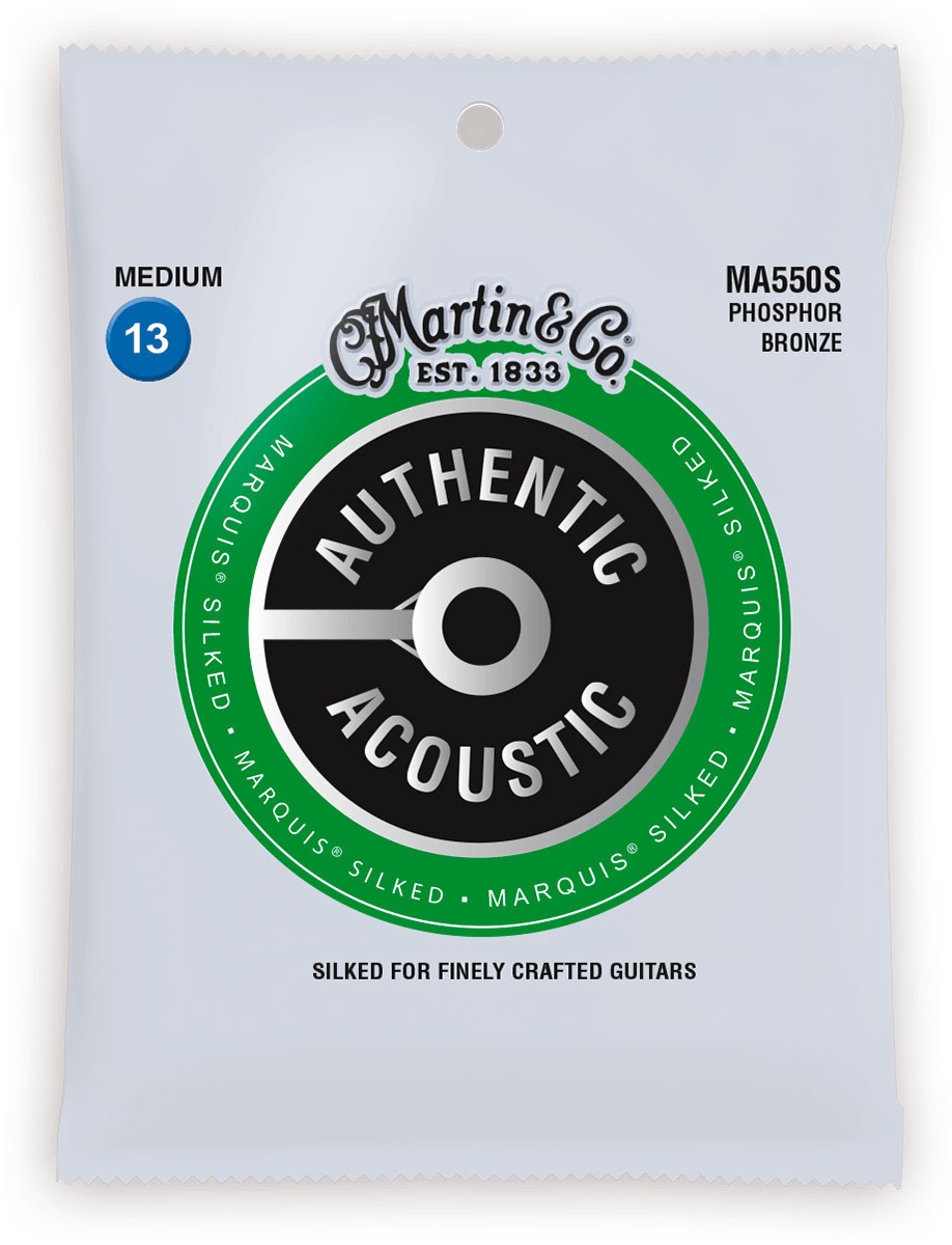 MARTIN STRINGS MA550S AUTHENTIC SILKED MEDIUM 92/8 PHOSPHOR BRONZE MEDIUM 13-17-26-35-45-56