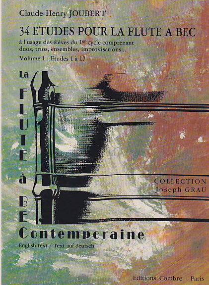 COMBRE Joubert C.H. - 34 Etudes Pour La Flute A Bec Vol.1 : Etudes 1 A 17