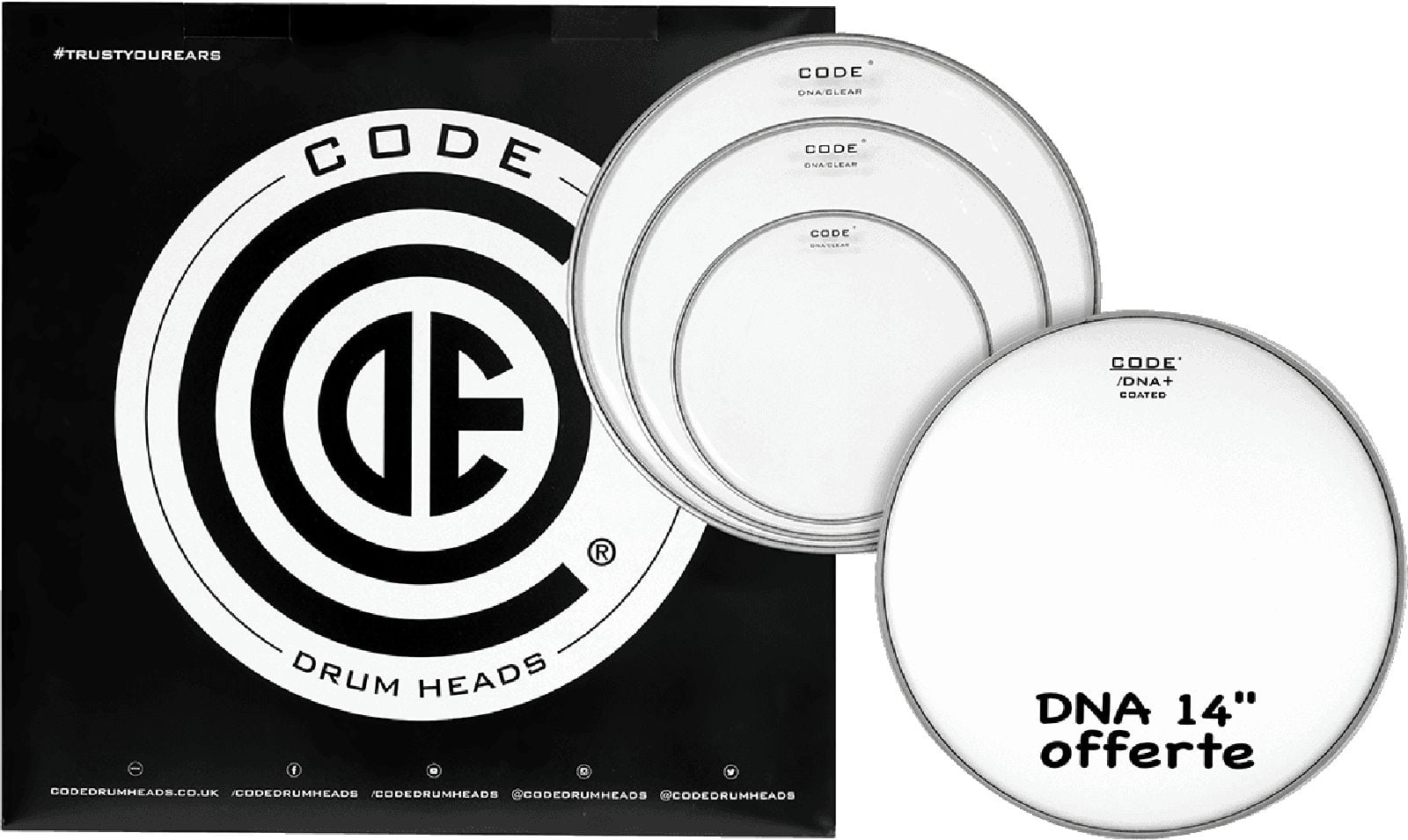 CODE DRUM HEAD TOM PACK DNA TRANSPARENTE FUSION + CC 14