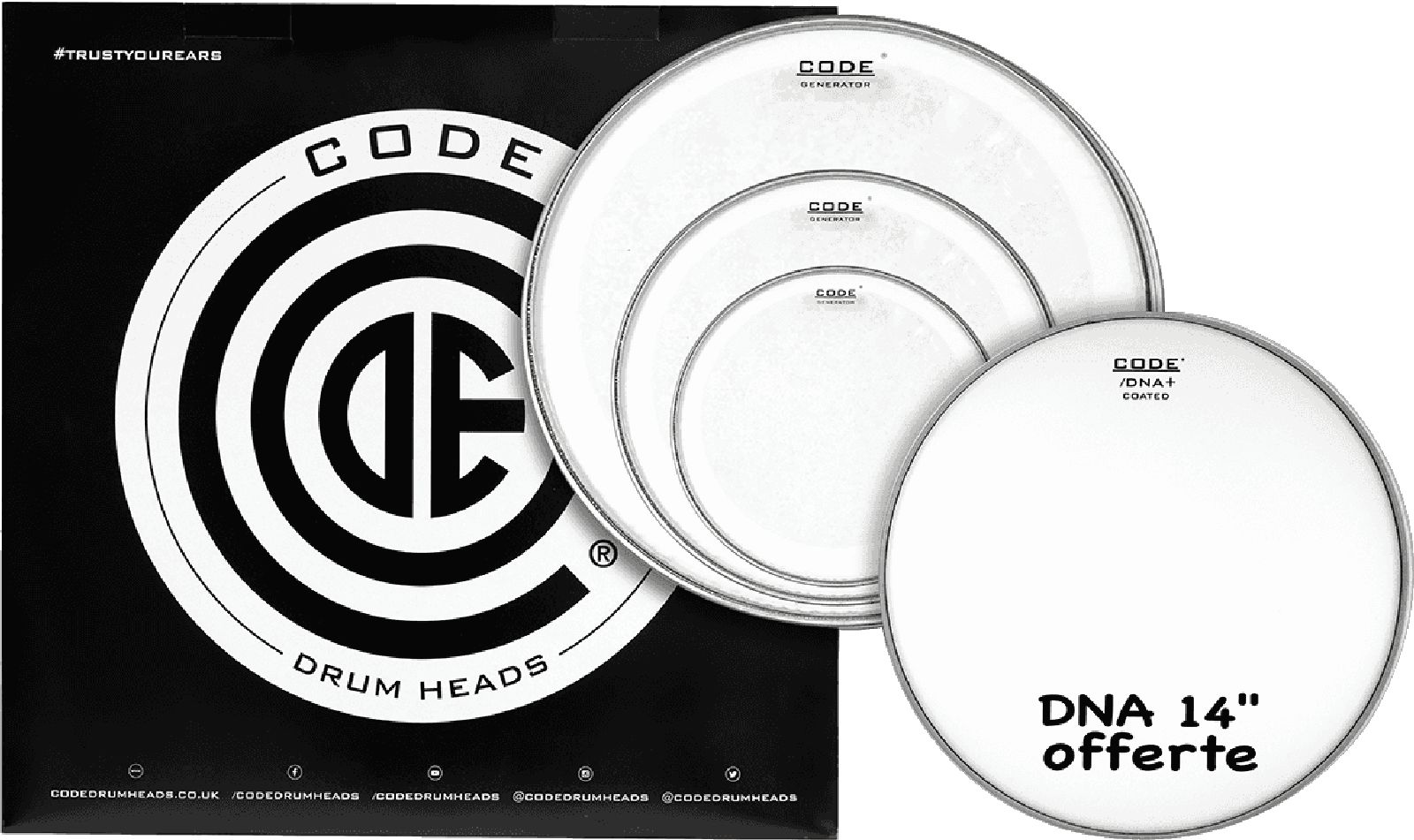 CODE DRUM HEAD TOM PACK GENERATOR CLEAR ROCK + CC 14