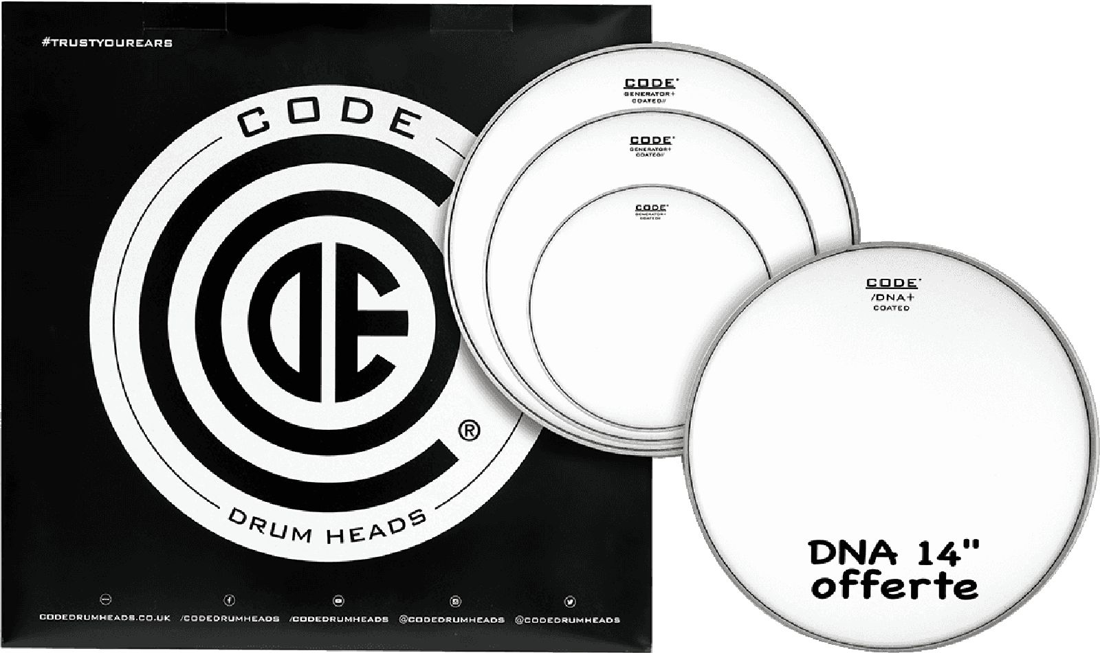 CODE DRUM HEAD TOM PACK GENERATOR COATED FUSION + CC 14