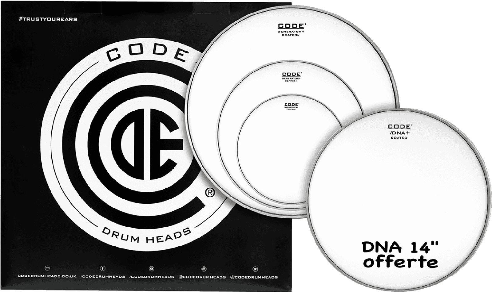 CODE DRUM HEAD TOM PACK GENERATOR COATED ROCK 10