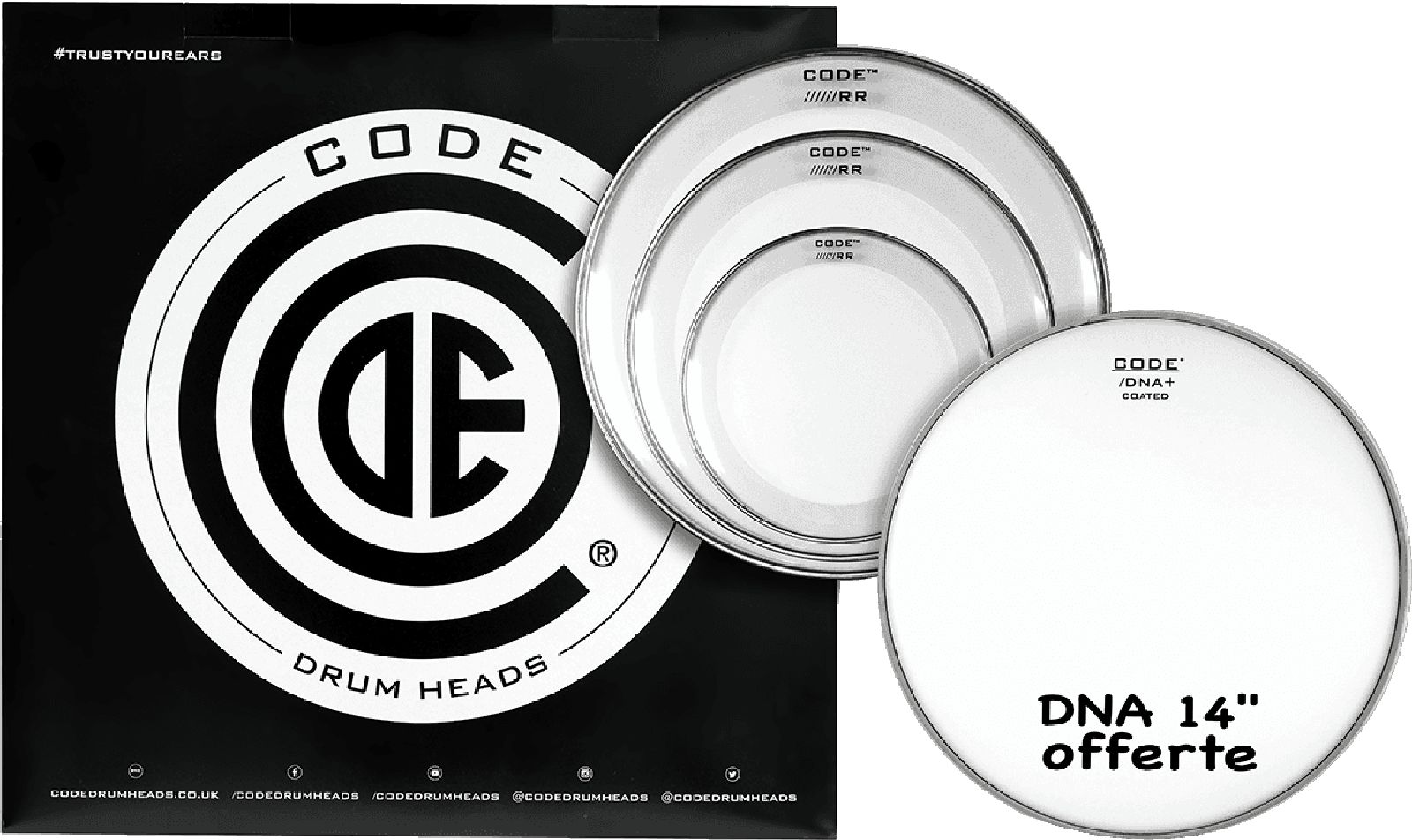 CODE DRUM HEAD TOM PACK RR CLEAR FUSION + CC 14
