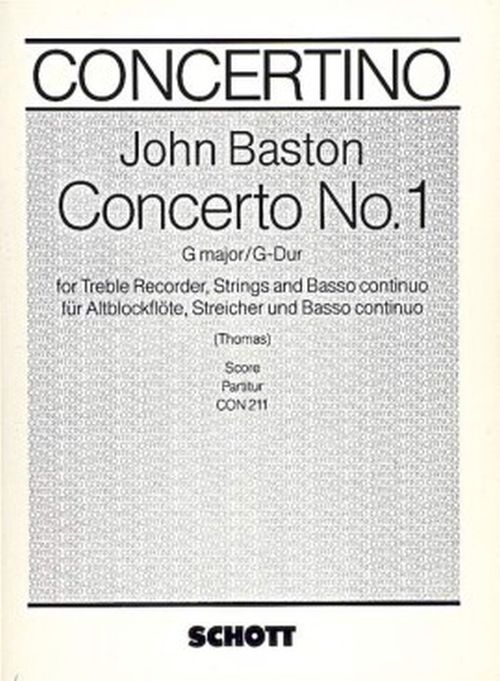 SCHOTT BASTON JOHN - CONCERTO No.1 G MAJOR - SCORE