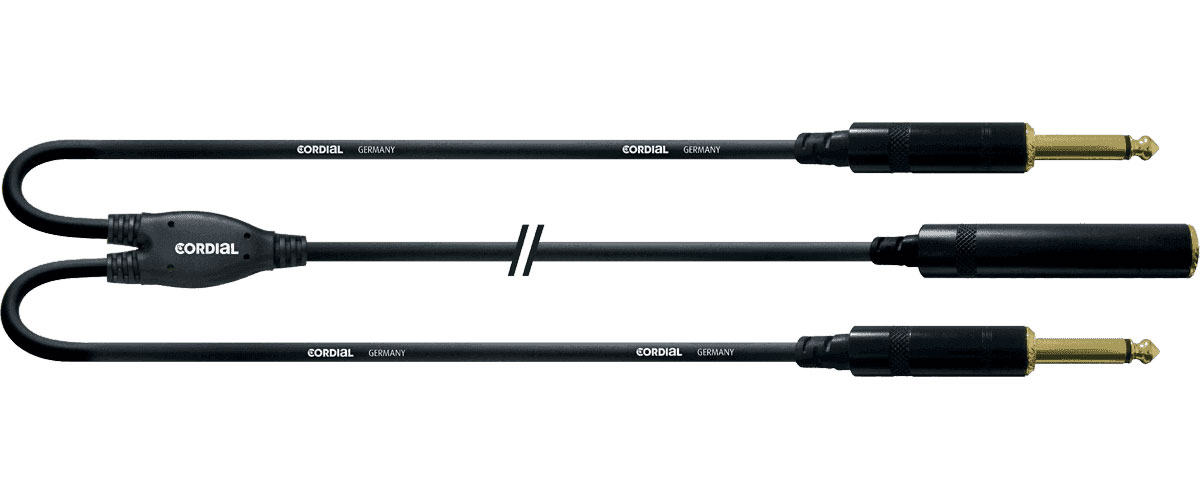 CORDIAL CABLE AND SHOULDER STRAP MONO JACK MONO FEMALE/2 JACK MONO MALE 30 CM