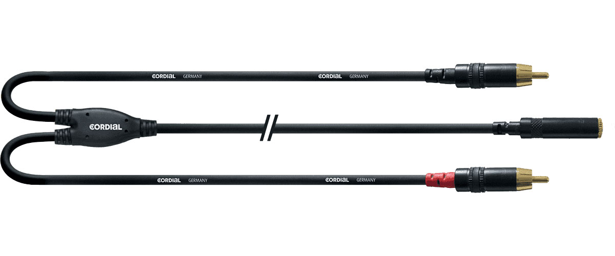 CORDIAL CABLE AND STRAP MINIJACK FEMALE STEREO/2 RCA 30 CM