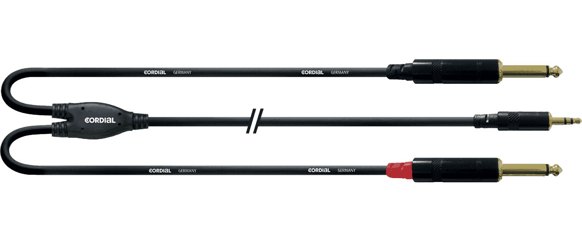 CORDIAL AUDIO CABLE MINIJACK STEREO - 2 MONO JACK 90 CM