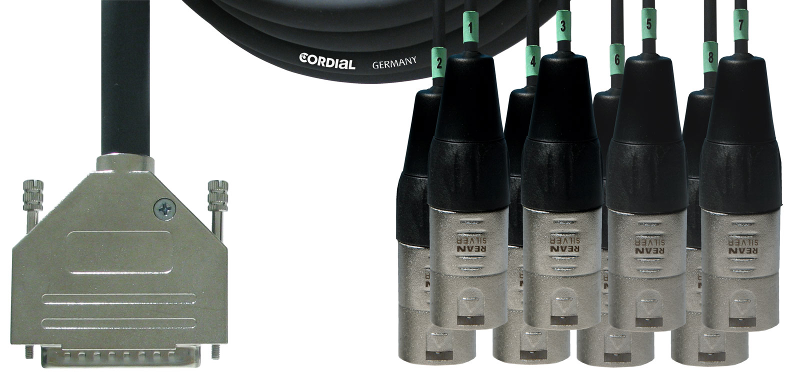 CORDIAL Câble Interface SUB-d/8 XLR Mâles 5 M