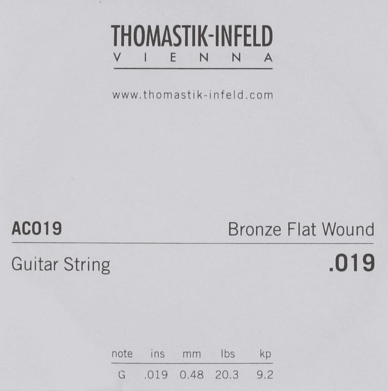 THOMASTIK AC019 PLECTRUM BRONZE FLAT WOUND 019