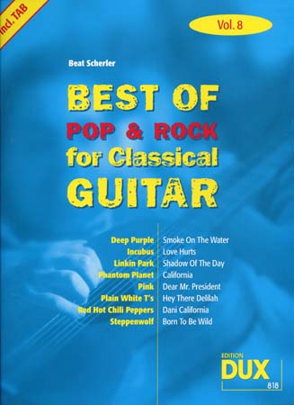 BEST OF POP & ROCK FOR CLASSICAL GUITAR SOLF. & TAB VOL.8