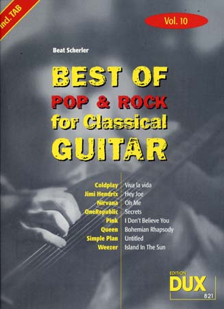BEST OF POP & ROCK FOR CLASSICAL GUITAR SOLF. & TAB VOL.10