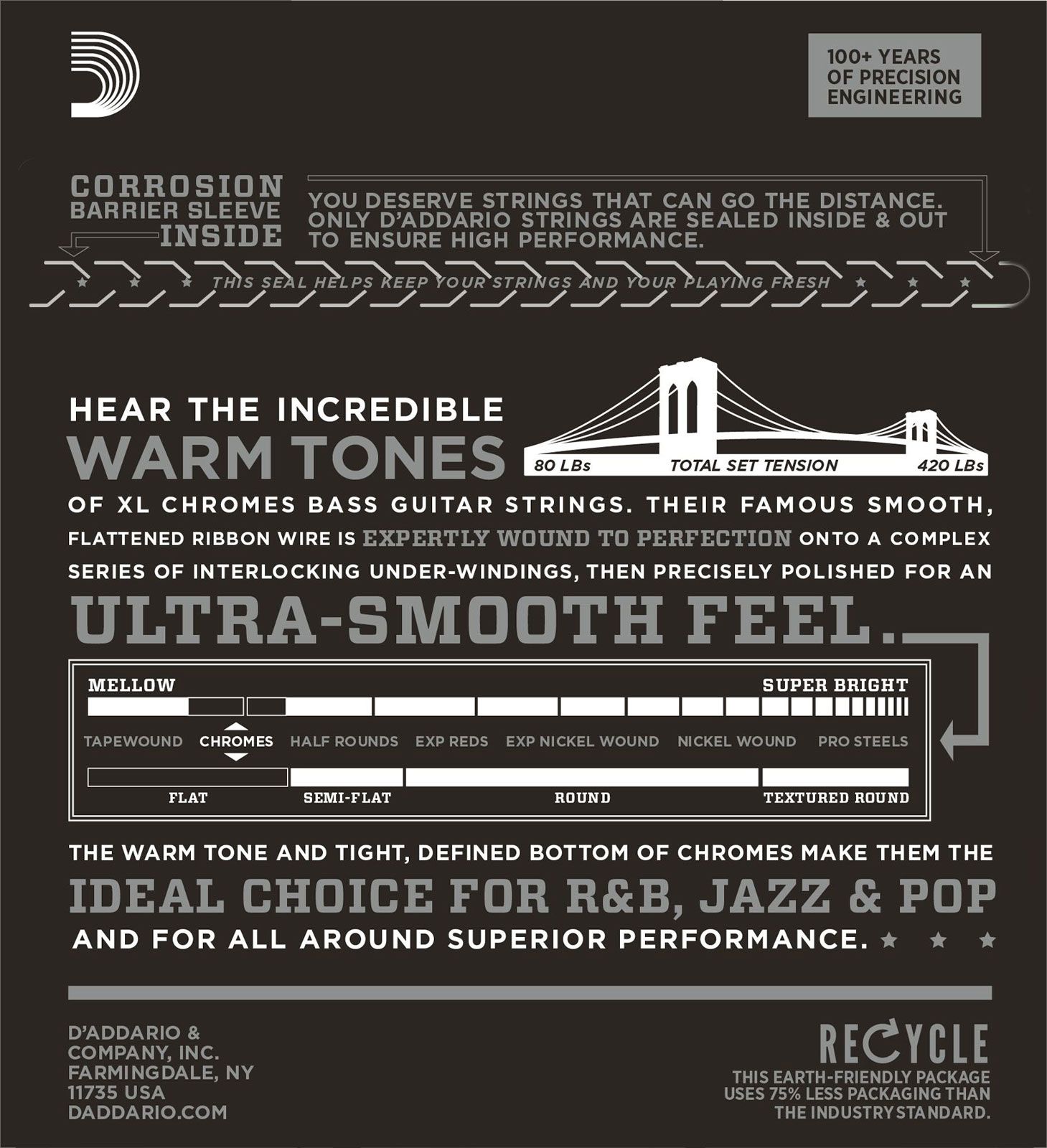 D'ADDARIO AND CO ECB81-5 Chromes Long Scale Light 5C 45-132