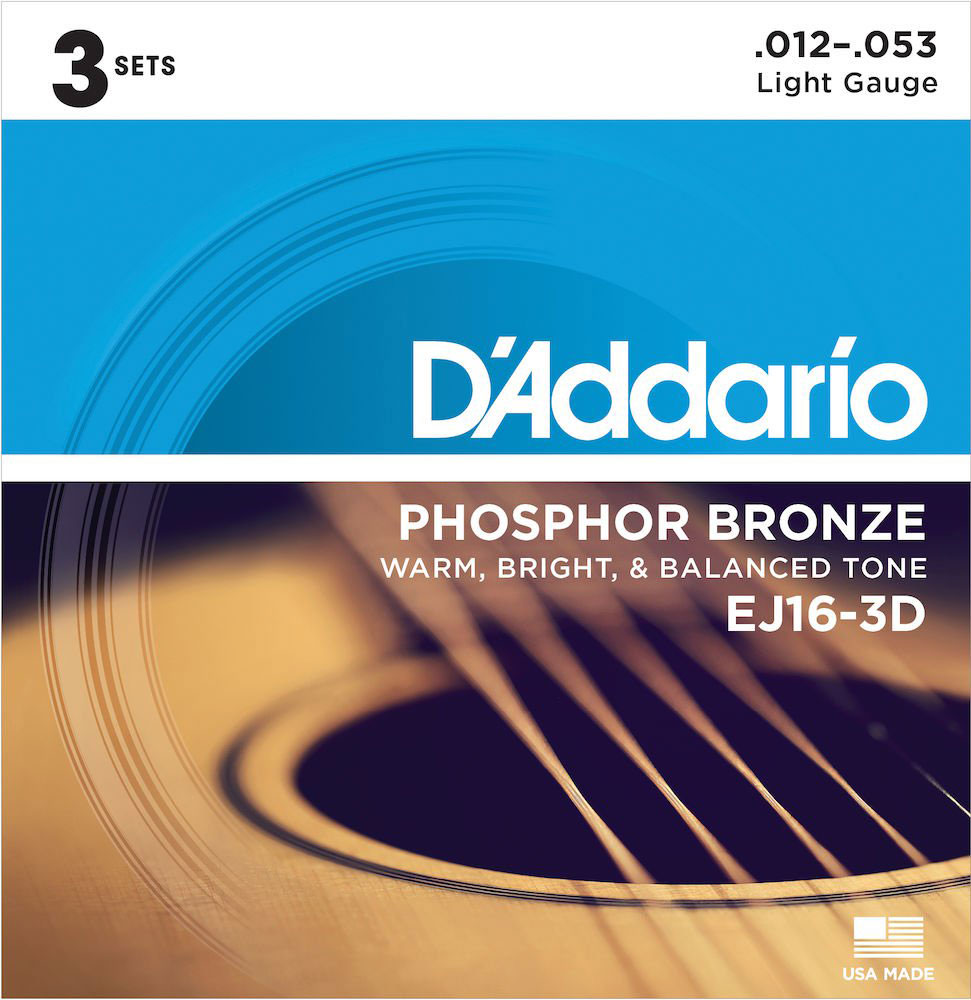 D'ADDARIO AND CO EJ16 Pack de 3 Phosphor Bronze Light 12-53