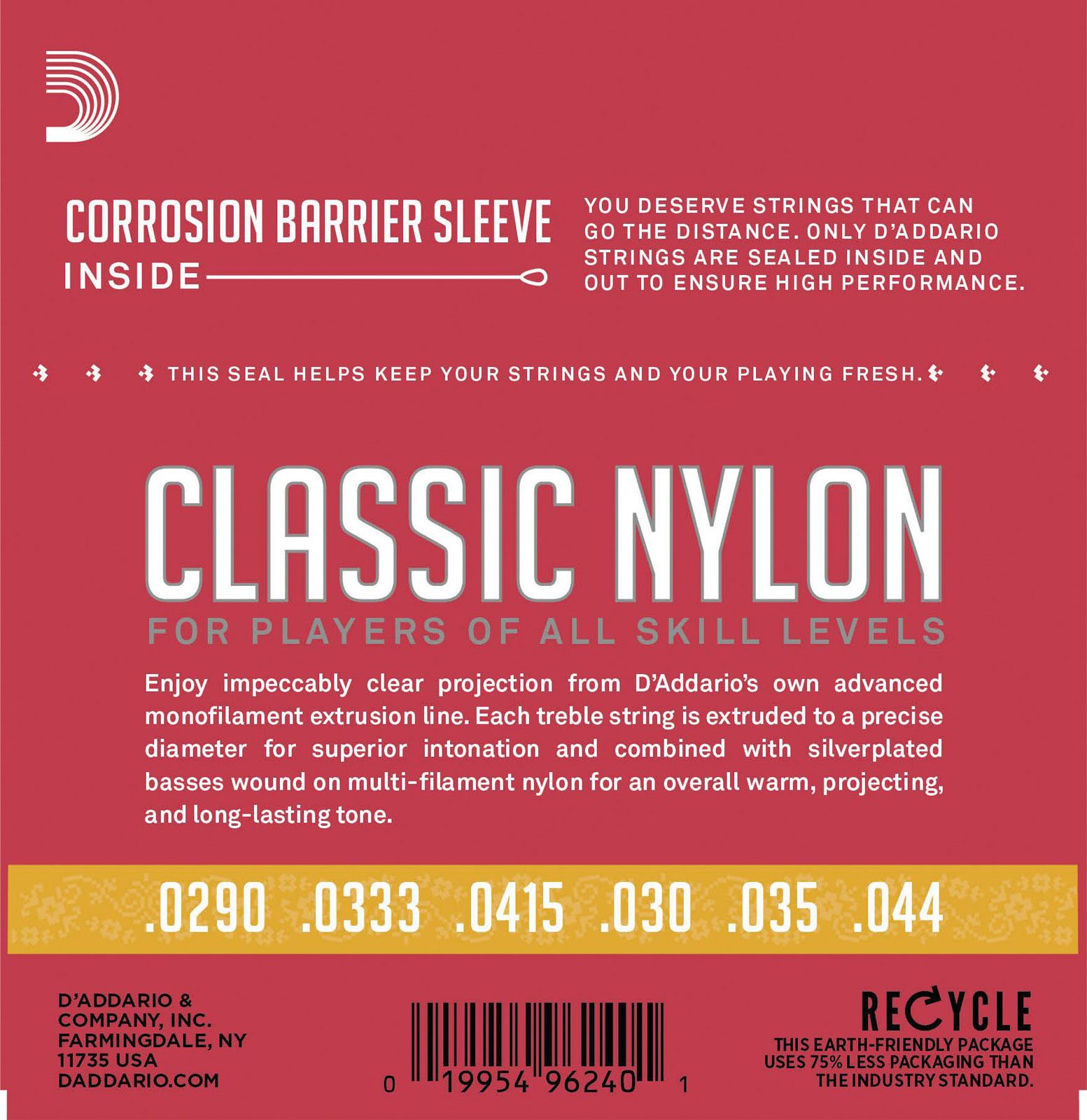D'ADDARIO AND CO EJ27N 3/4 Student Nylon Fractional Tirant Normal