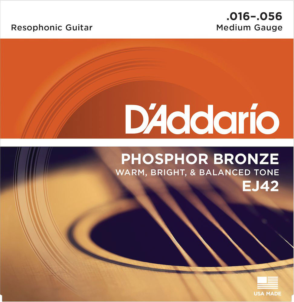 DAddario EJ42 Cordes pour guitare à résonateur avec revêtement 16-56 & MARTIN Cordes Clapton phosphore bronze Light 