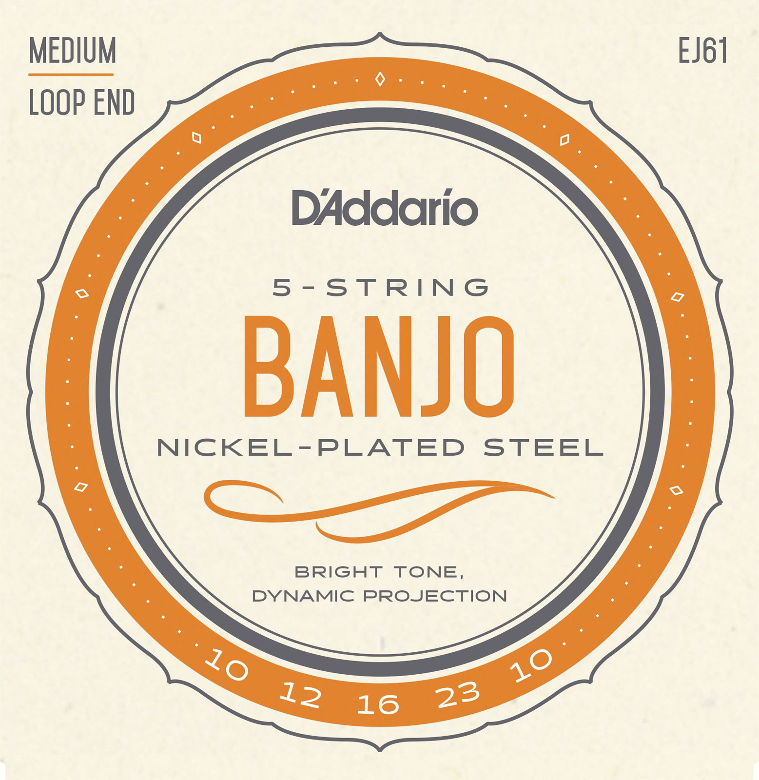 D'ADDARIO AND CO EJ61 Jeu Nickel pour Banjo 5 Cordes 10-23 Medium
