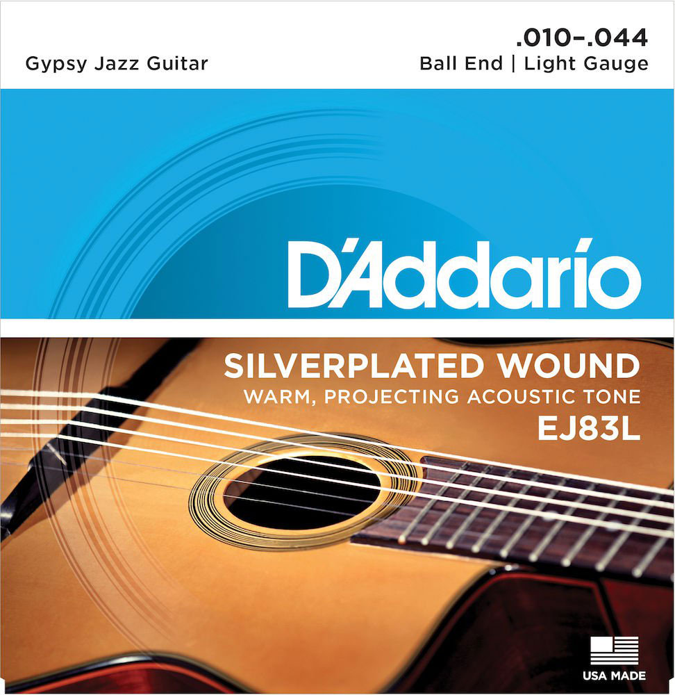 D'ADDARIO AND CO EJ83L Gypsy Jazz Silverplated Wound Ball End Light 10-44