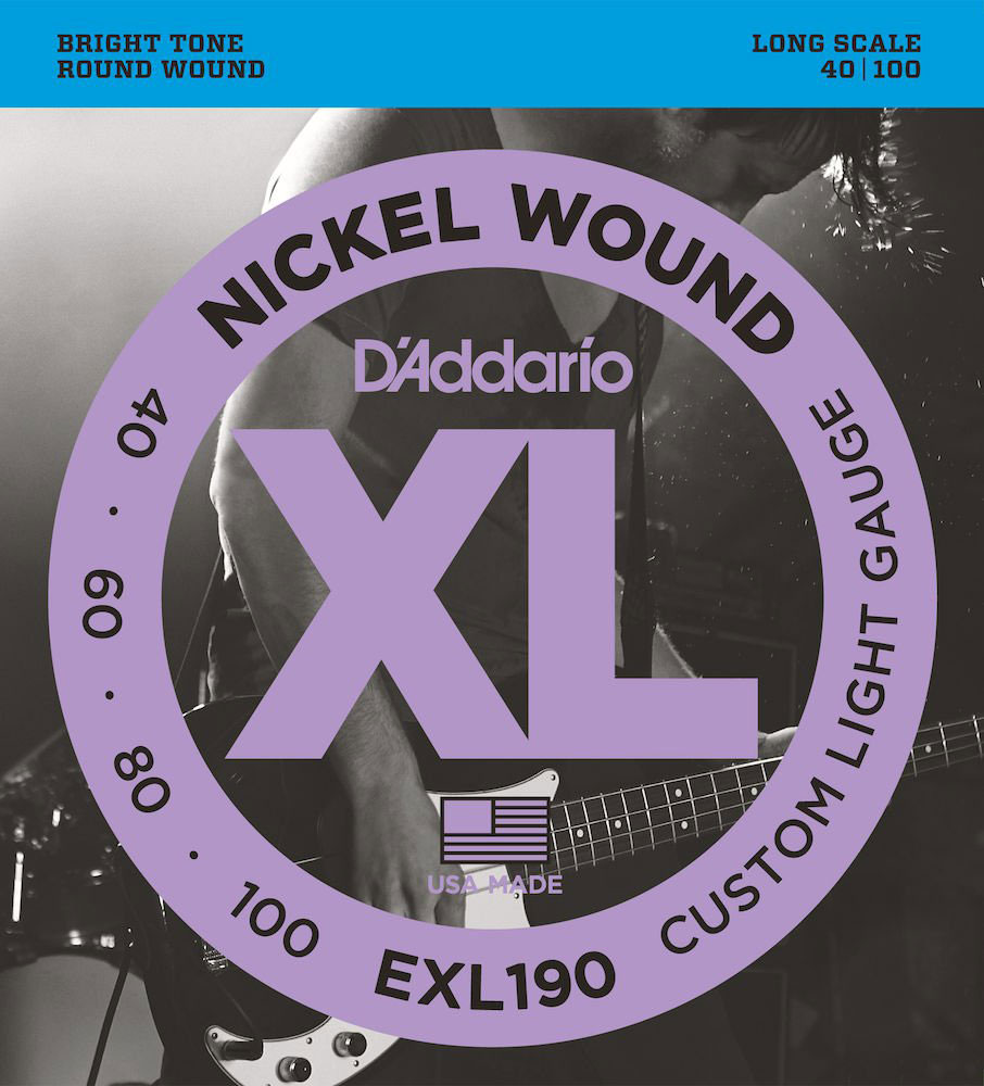 D'ADDARIO AND CO EXL190 Nickel Wound Long Scale Custom Light 40-100