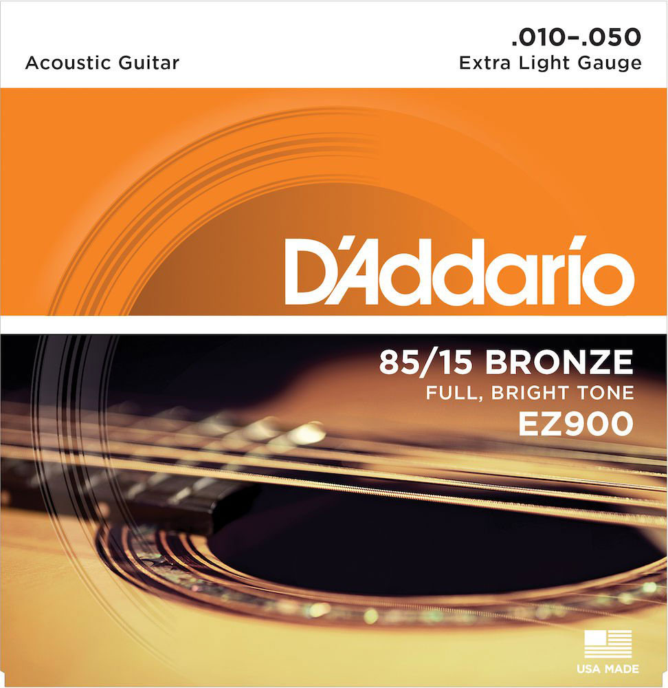 Cordes en bronze pour guitare acoustique 12 cordes Corde Guitare Folk D'Addario Cordes Guitare Acoustique Bronze 85/15 EZ930 Léger 10-47 