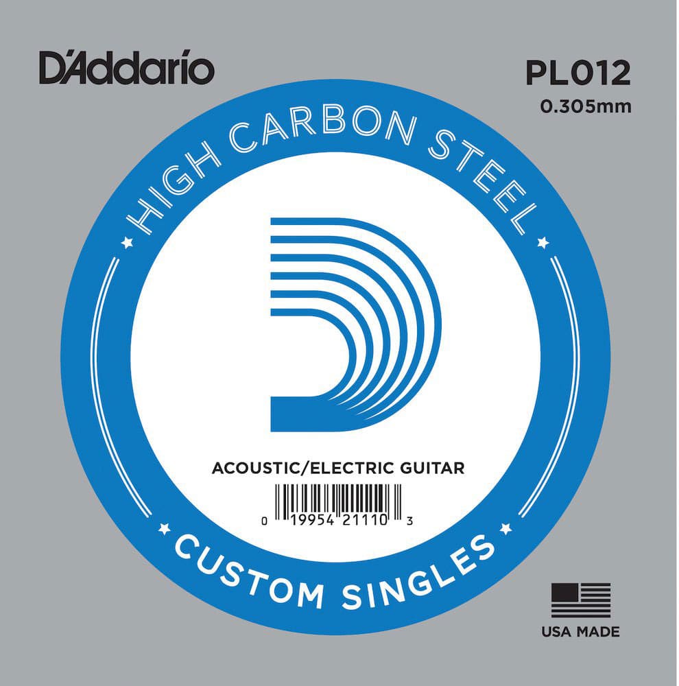 D'ADDARIO AND CO PL012 PLAIN STEEL GUITAR SINGLE STRING 12