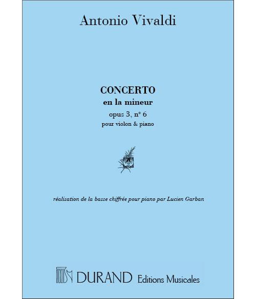 RICORDI VIVALDI A. - CONCERTO OP 3 N 6 EN LA M - VIOLON ET PIANO