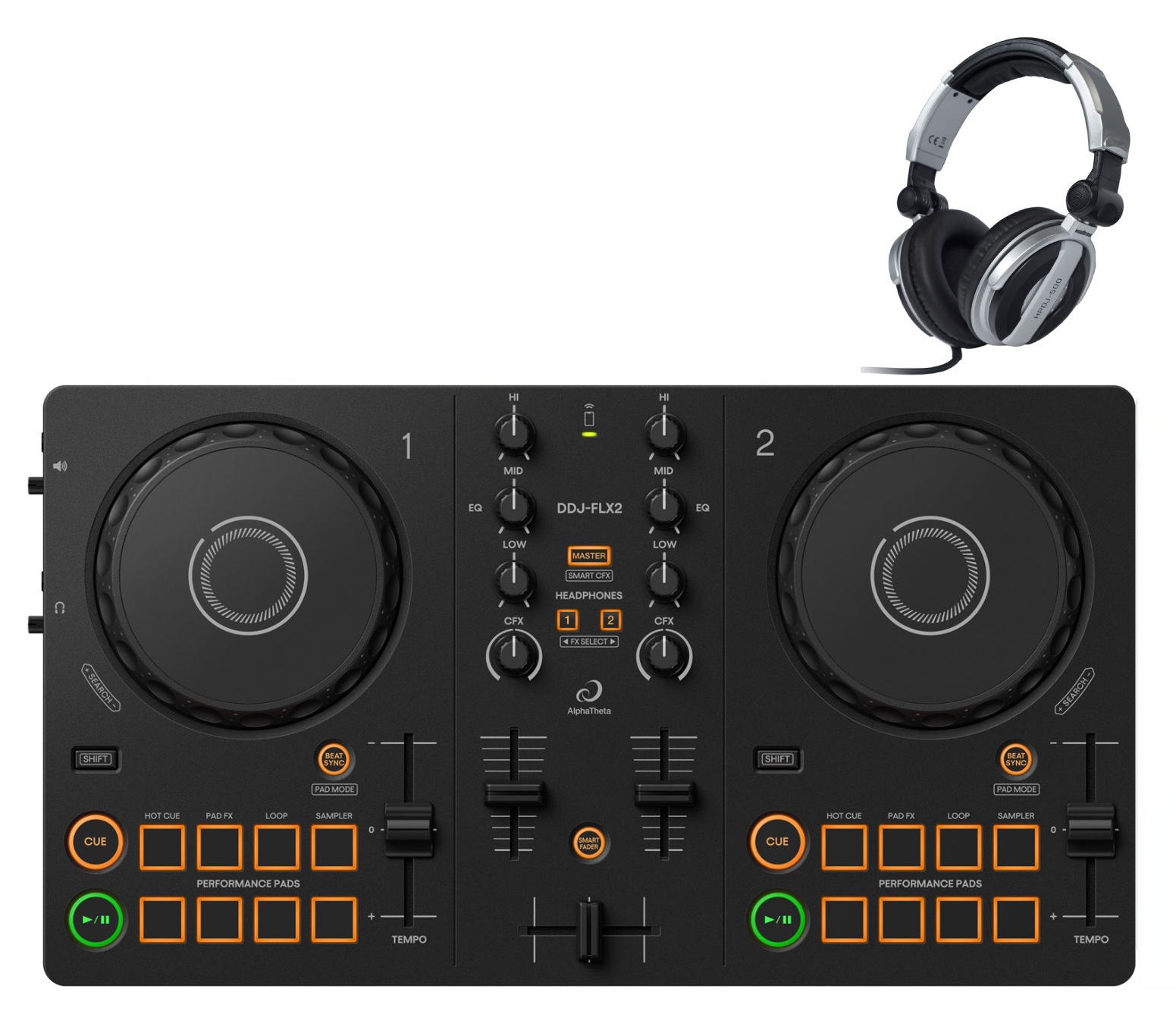 ALPHATHETA Pioneer DJ DDJ-FLX2 + HPDJ-500