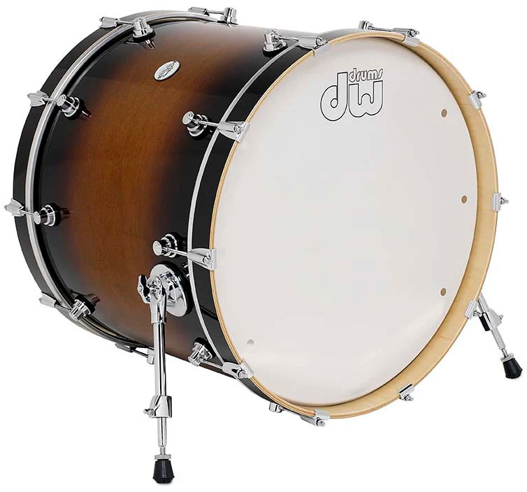 DW DRUM WORKSHOP 22X18 BASS DRUM DESIGN TOBACCO BURST